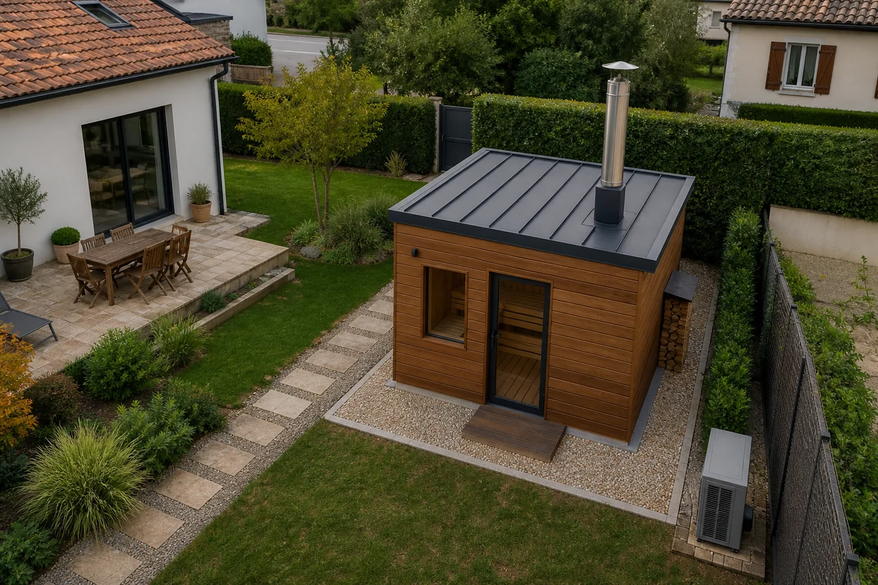 Installer un sauna extérieur en France : urbanisme, voisinage et réseaux 2 Implantation planifiée d’un sauna extérieur dans un jardin en France