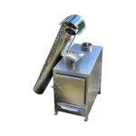 Poêle pour bain nordique 2 Poêle extérieur à bois TimberIN Nordic External en acier inoxydable, avec porte de chargement frontale, sortie de fumée supérieure et raccordements d’eau sur fond blanc