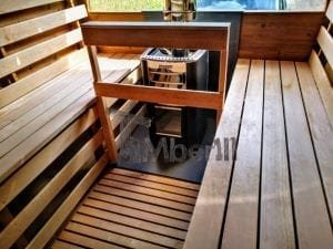 Sauna Extérieur Avec Remorque, Vestiaire Et Poêle à Bois Harvia (24)