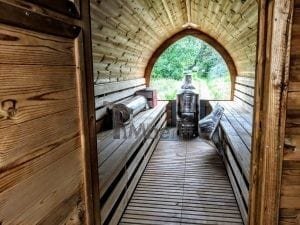 Sauna Igloo Extérieur Avec Remorque, Vestiaire Et Poêle à Bois Harvia (29)