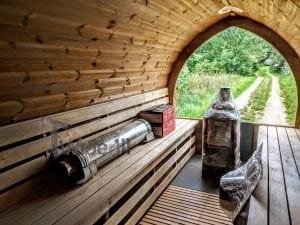 Sauna Igloo Extérieur Avec Remorque, Vestiaire Et Poêle à Bois Harvia (34)