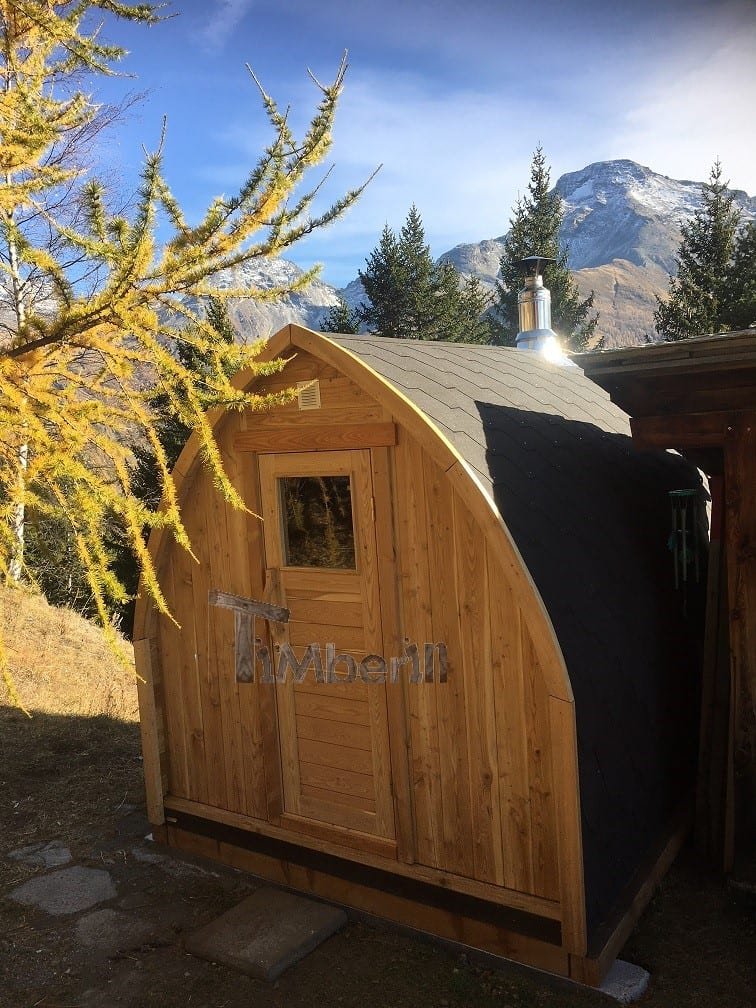 Jardin extérieur sauna en bois Igloo design Patrick France 1