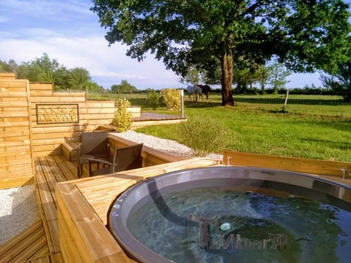 BAIN NORVEGIEN EN FIBRE DE VERRE AVEC BANCS CONIQUES MODÈLE TERRASSE, Geoffroy, SAUVIGNY LES BOIS, France (2)