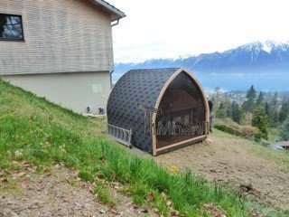 Jardin Extérieur Sauna En Bois Igloo Design, Catherine, Blonay, Suisse (1)