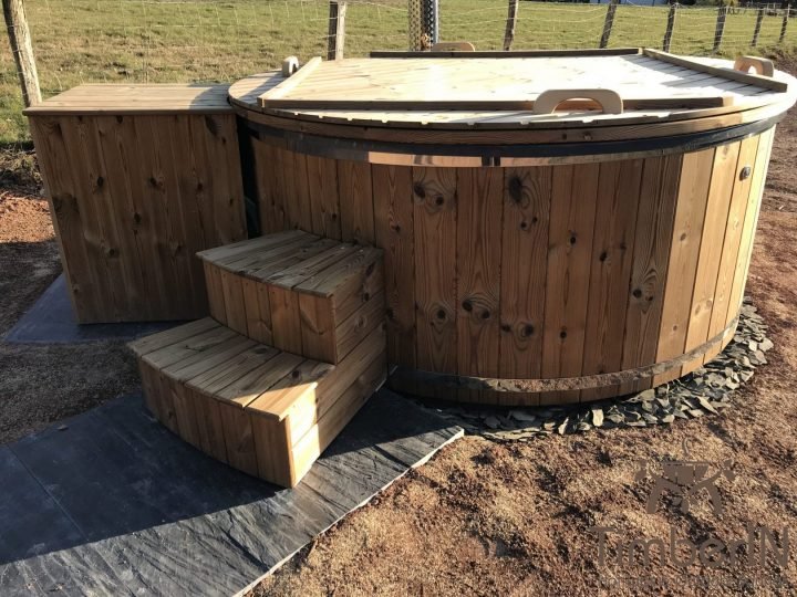 Bain Nordique Jacuzzi Avec Poêle Extérieur Bois Gaz, Johan, PLANCHER BAS, France