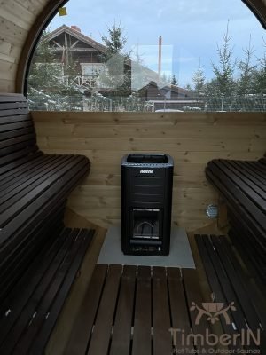 Sauna Baril Extérieur Avec Vitrine Avant Et Fenêtre Panoramique Arrière 1 (4)