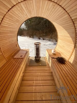 Sauna Extérieur Tonneau Rond Avec Toit Ajouré (4)