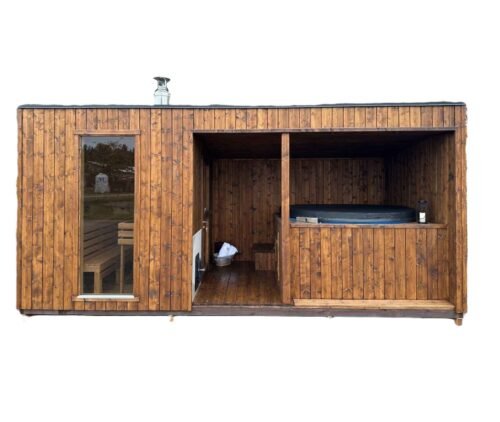 Sauna de jardin moderne avec jacuzzi