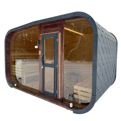 Sauna cabine extérieur avec façade panoramique
