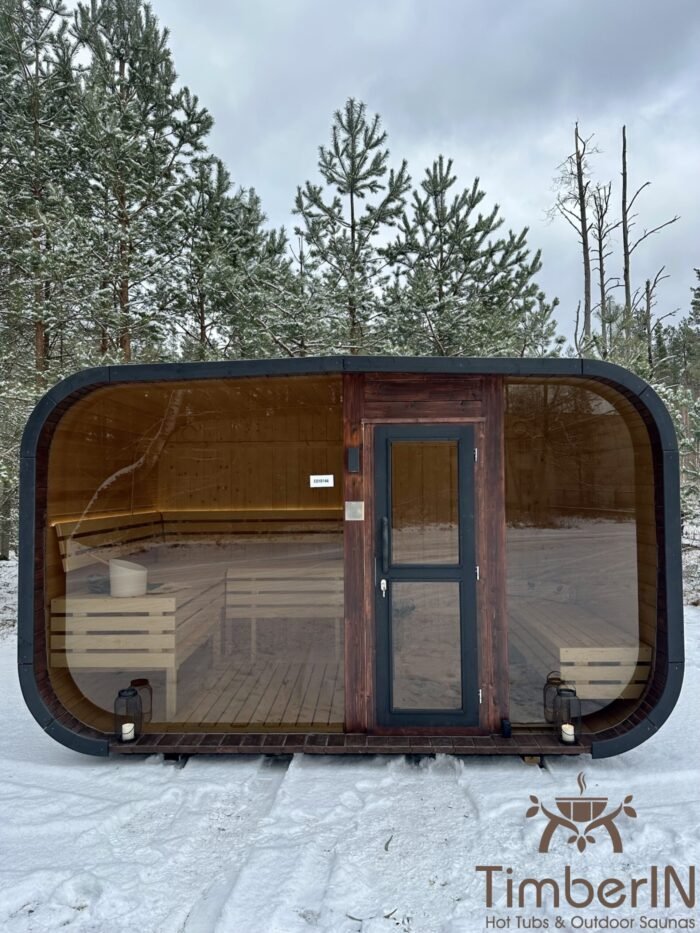 Sauna pour Exterieur - Sauna Nordique 24 Sauna extérieur tonneau en bois avec grande fenêtre panoramique