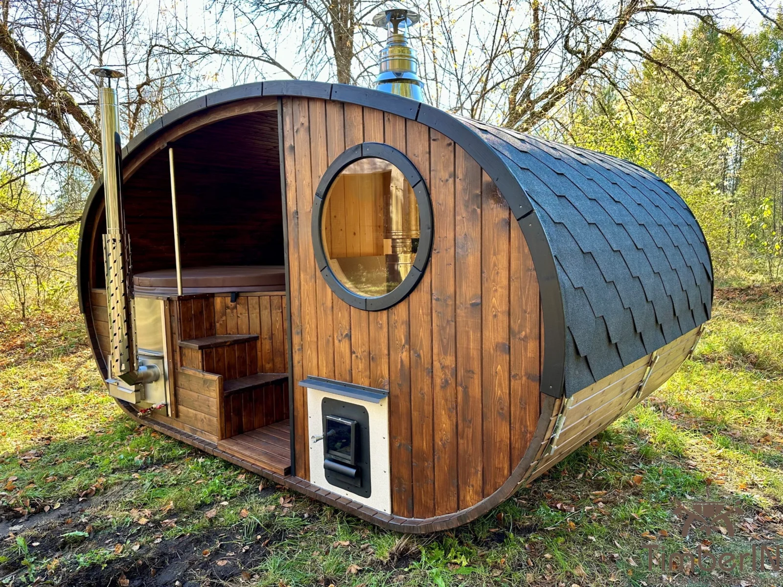 Sauna extérieur 5 Ensemble extérieur combinant sauna et bain nordique