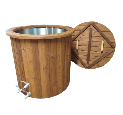 Bain froid Thermowood Ø90 cm avec cuve inox AISI 316 1 Bain froid extérieur Thermowood avec cuve inox AISI 316