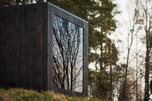 TimberIN Nordic Cube détail du mur latéral et du vitrage