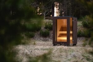 TimberIN Nordic Cube S sauna le soir
