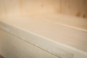 TimberIN Nordic Cube détail de la banquette en tremble